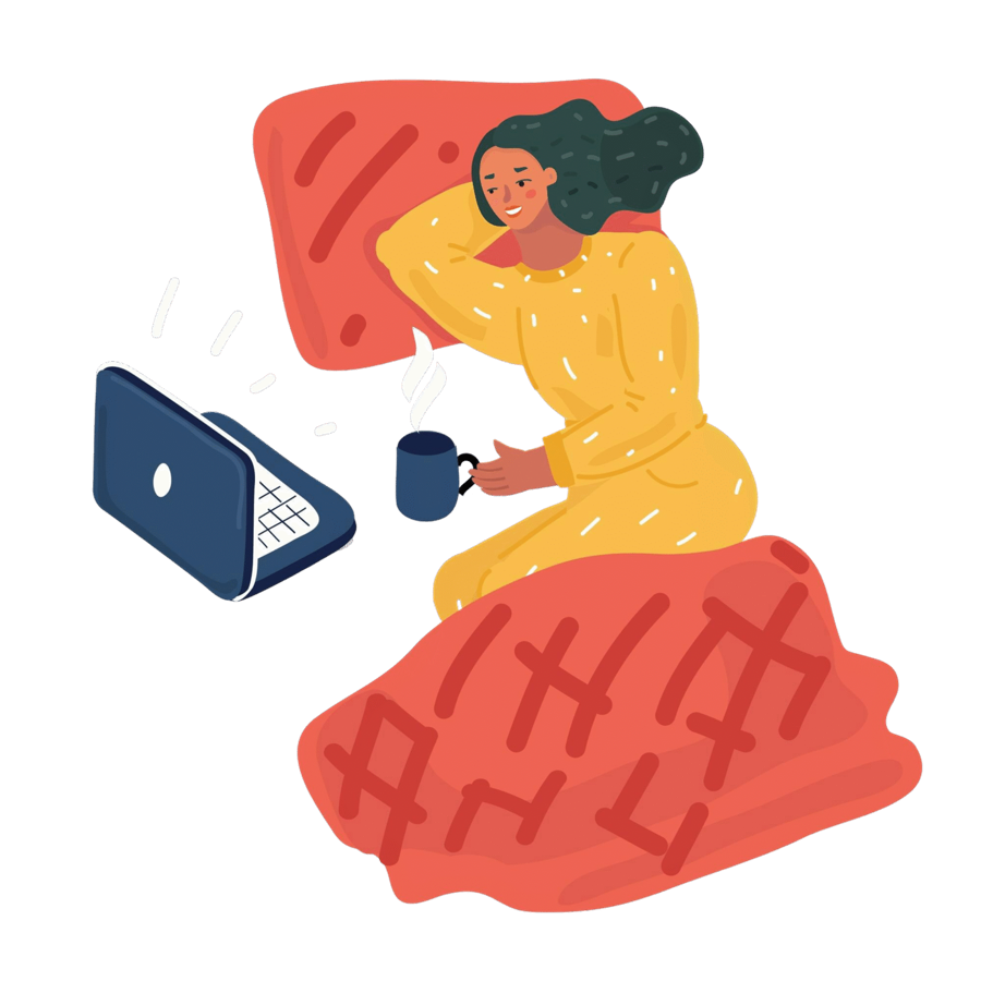 Illustration of a person attending an online therapy session from home