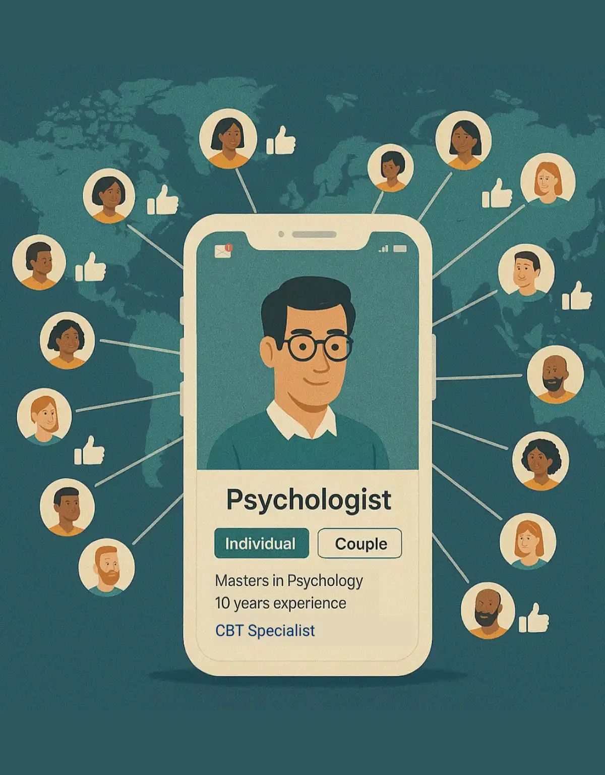 Therapist profile reaching clients globally with Emotist practice management platform for therapists in India